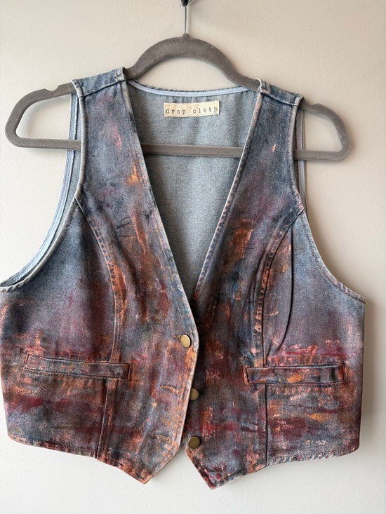 Drop Cloth Jackets & Blazers - Drop Cloth Painted Denim Vest - Multicolor  oversized s-l magnolia pearl 80’s